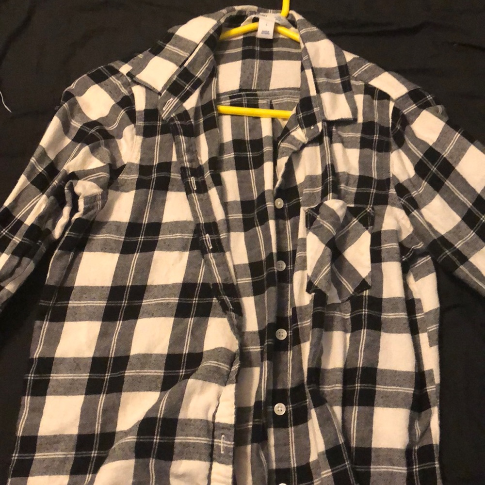 Black and white checkered flannel in a large